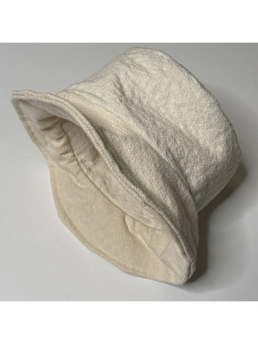 Textured Neutral Bucket Hat Cream Off White Casual Sun Hat